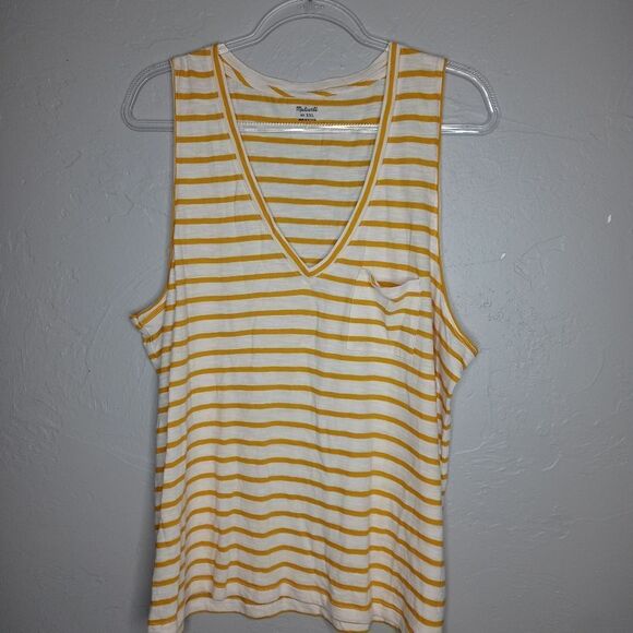 Madewell Whisper Pocket Tank in Yellow and White Stripes - Picture 5 of 9